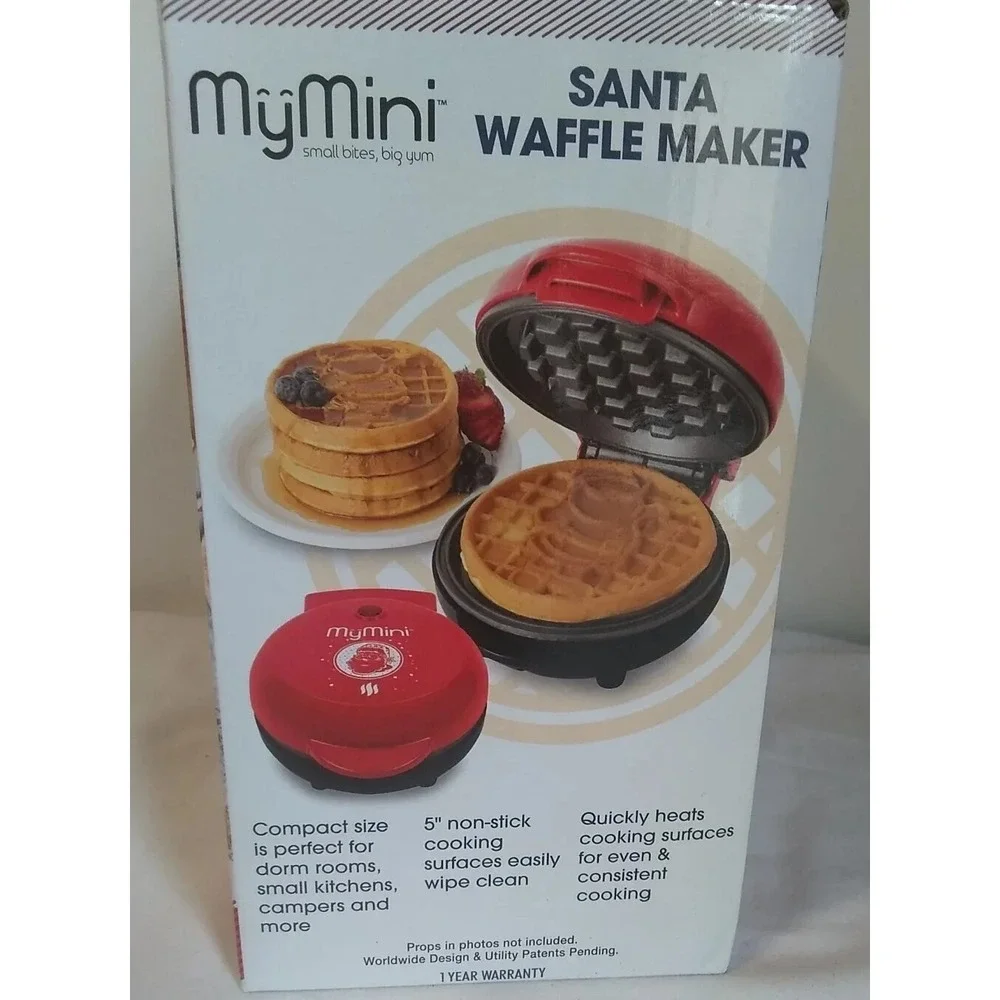 Waffle Maker My‎ Mini Santa Red Non-Stick 5